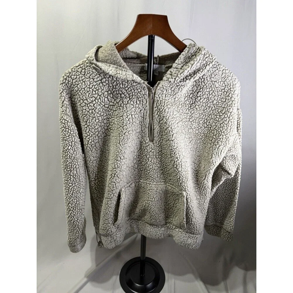 Warm & Cozy 1/4 Zip Cropped Sweatshirt  Juniors/Womens Size Large Sweater, Nice